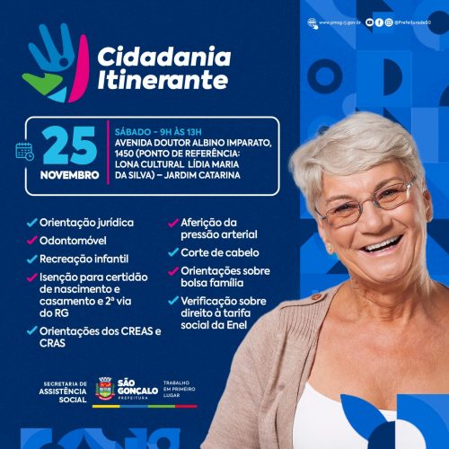 Cidadania Itinerante no Jardim Catarina neste sábado