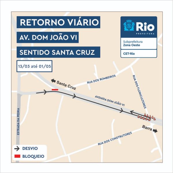 CET-Rio interdita retorno na Avenida Dom João VI para obras do novo Terminal Mato Alto do BRT – Prefeitura da Cidade do Rio de Janeiro