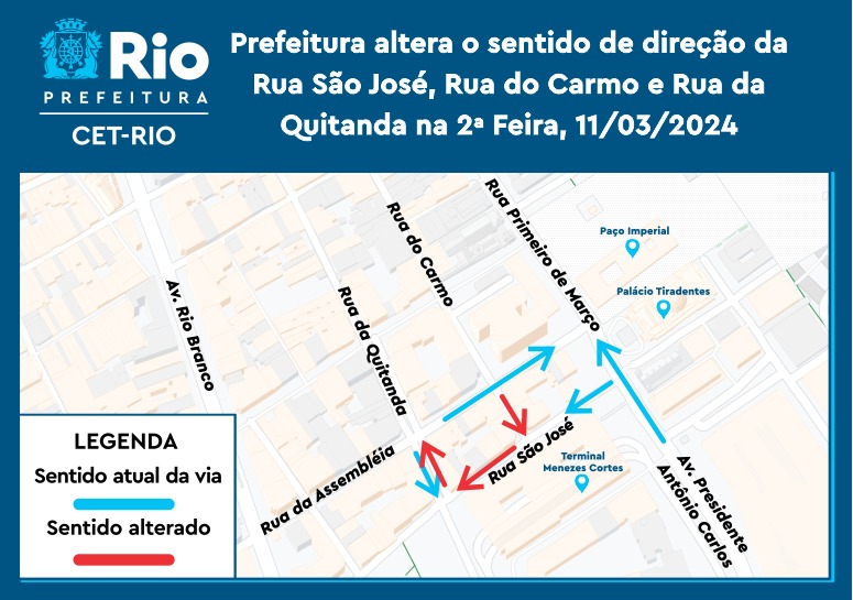Ruas do Centro terão sentido alterado a partir de segunda-feira – Prefeitura da Cidade do Rio de Janeiro