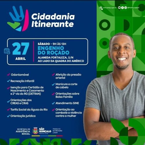 Cidadania Itinerante será realizada no Engenho do Roçado