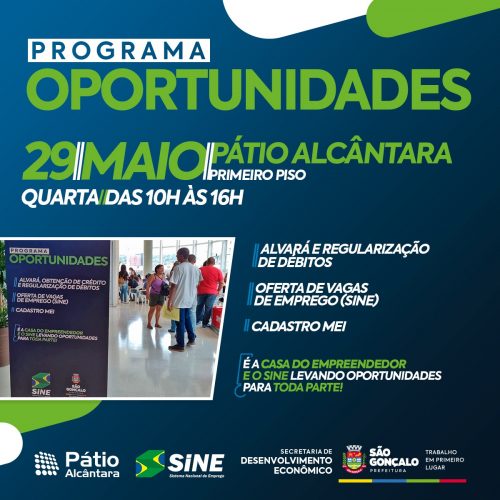 Programa Oportunidades acontece nesta quarta-feira