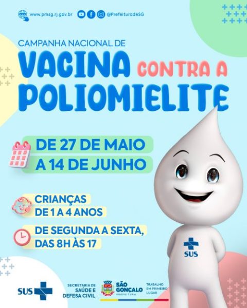 São Gonçalo inicia campanha contra poliomielite nesta segunda-feira