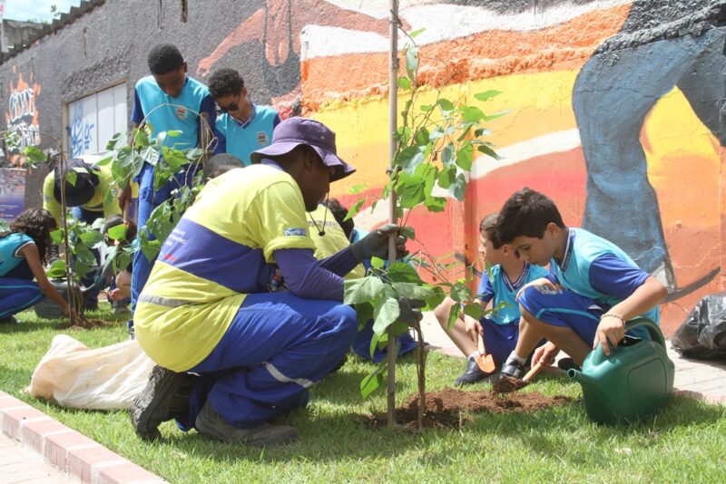 Alunos da rede municipal participam de plantio de frutíferas no MUVI