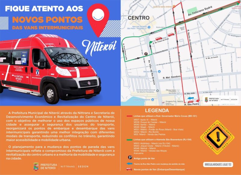 Prefeitura de Niterói altera pontos de parada de vans intermunicipais neste sábado (18) – Prefeitura Municipal de Niterói