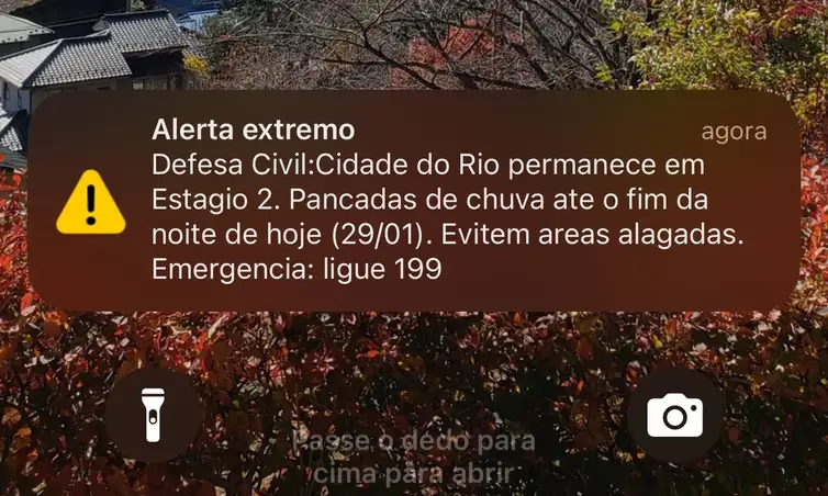 Brasília (DF), 29/01/2025 - Alerta enviado a celulares do Rio de Janeiro pela primeira vez nesta quarta-feira. Foto: Defesa Civil/Divulgação
