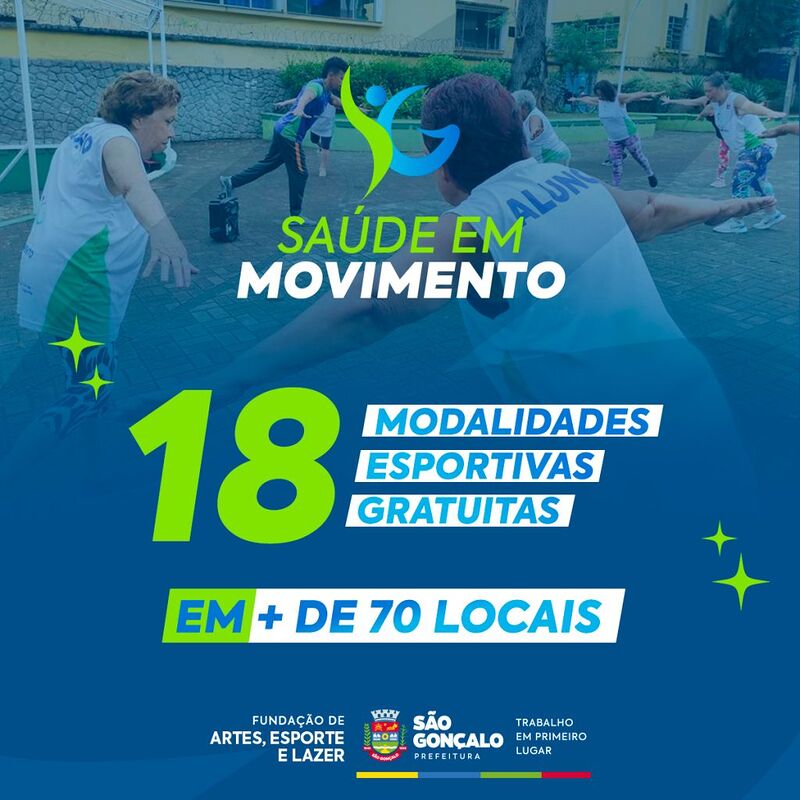 Saúde em Movimento oferece 18 modalidades esportivas gratuitas