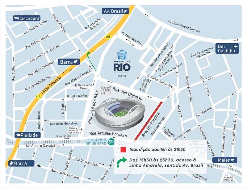 CET-Rio monta esquema de trânsito para jogo Botafogo x São Paulo no Estádio Nílton Santos, quarta-feira (16/04) – Prefeitura da Cidade do Rio de Janeiro