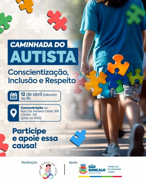 São Gonçalo promove caminhada de conscientização do autismo no próximo sábado