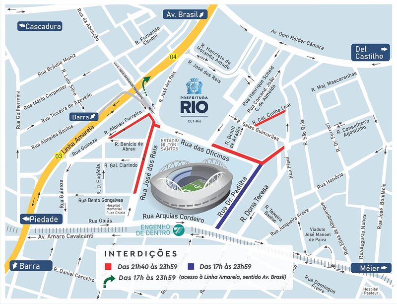 CET-Rio monta esquema de trânsito para jogo Botafogo x Internacional no Estádio Nilton Santos, no domingo (11/05) – Prefeitura da Cidade do Rio de Janeiro