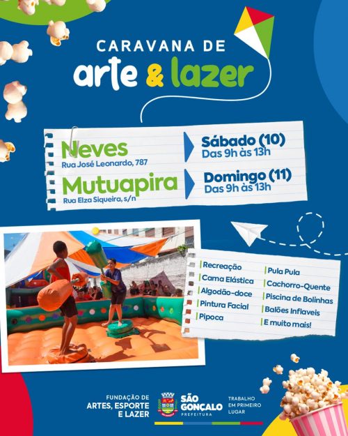 Caravana de Arte e Lazer desembarca em Neves e no Mutuapira