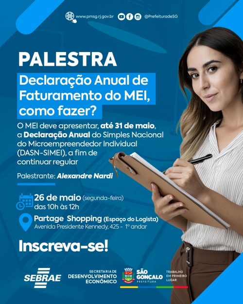 São Gonçalo abre inscrições para palestra sobre Declaração Anual de Faturamento de MEI 