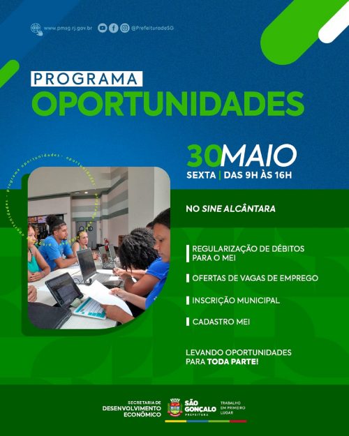 São Gonçalo abre mais de 60 vagas de emprego no Oportunidades