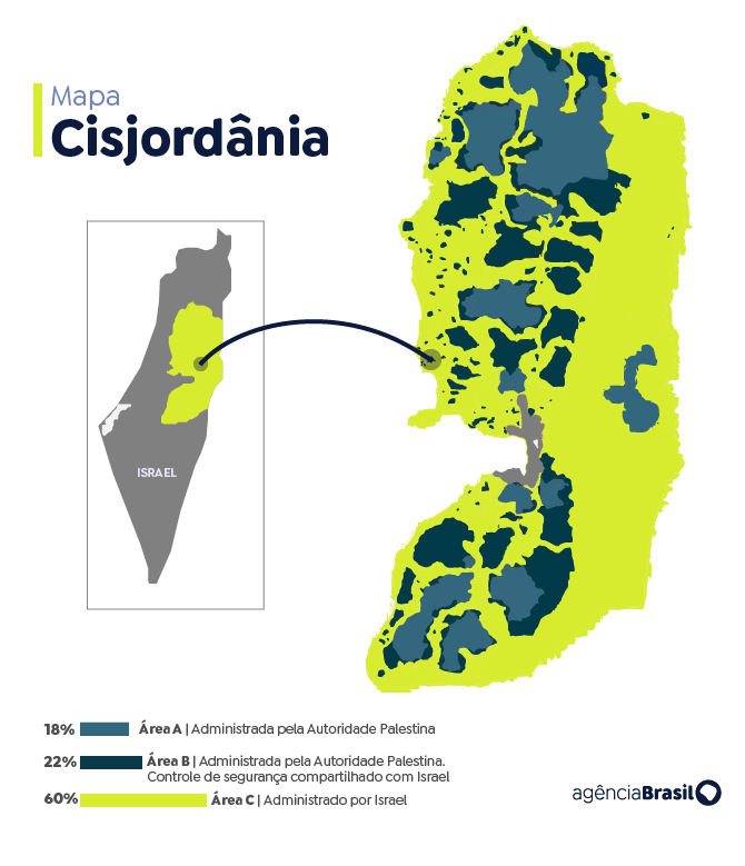 mapa Cisjordânia 