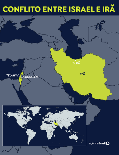 mapa israel irã 