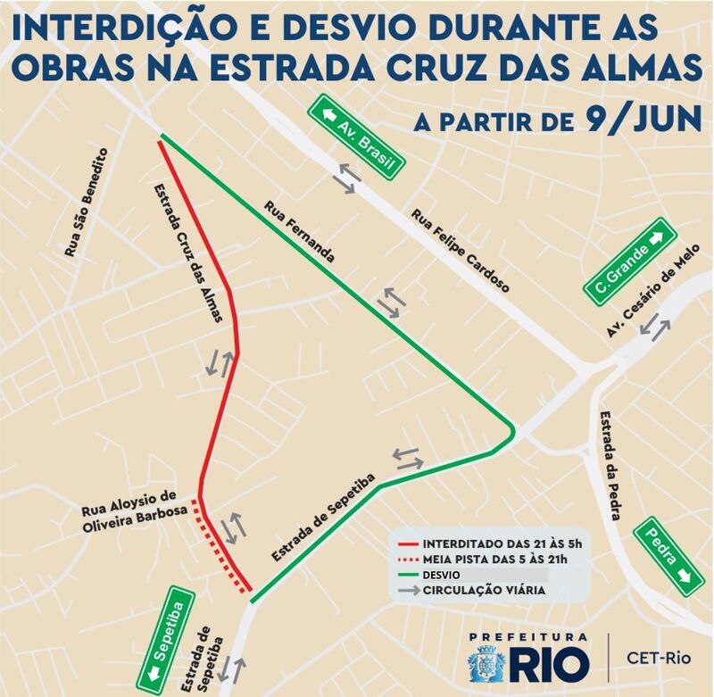 Estrada Cruz das Almas será interditada para obras a partir de segunda-feira – Prefeitura da Cidade do Rio de Janeiro