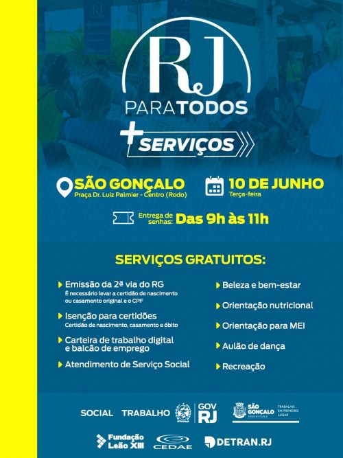 São Gonçalo receberá Programa RJ para Todos na próxima terça-feira (10)