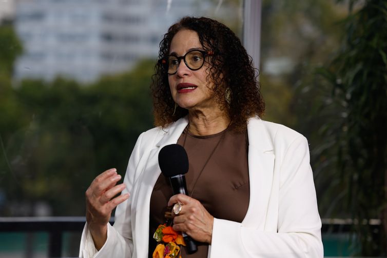 Rio de Janeiro (RJ), 06/07/2025 – A ministra da Ciência, Tecnologia e Inovação, Luciana Santos, fala com a TV Brasil durante a Cúpula de líderes do Brics. Foto: Tânia Rêgo/Agência Brasil