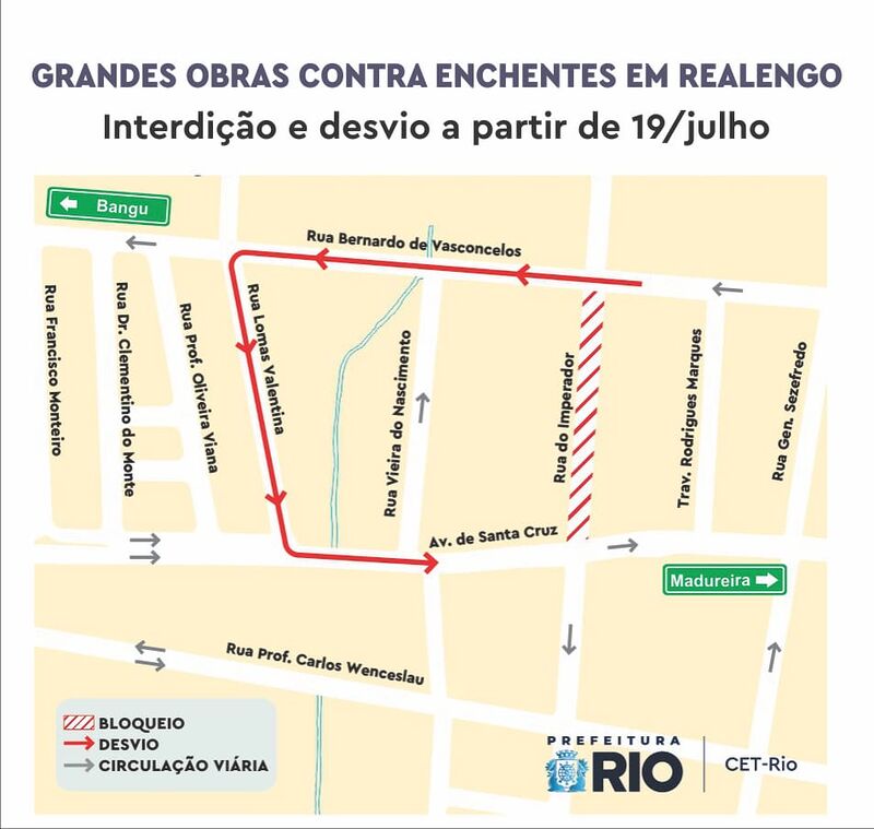 CET-Rio dá continuidade às interdições viárias para obras em Realengo – Prefeitura da Cidade do Rio de Janeiro