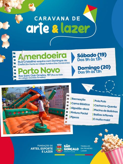 Caravana de Arte e Lazer vai desembarcar no Amendoeira e no Porto Novo 
