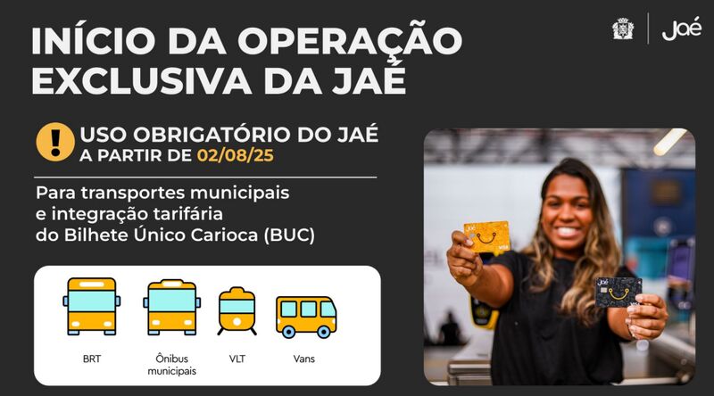 Cartão Jaé será obrigatório nos transportes municipais a partir deste sábado (02/08) – Prefeitura da Cidade do Rio de Janeiro