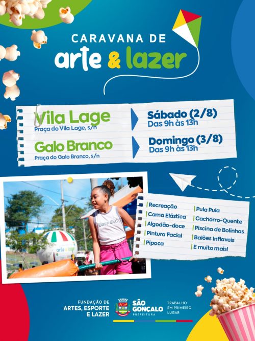 Primeiro fim de semana de agosto terá caravana no Vila Lage e no Galo Branco