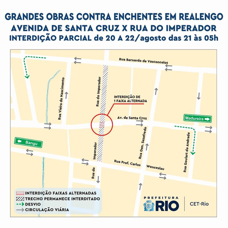 Avenida Santa Cruz, em Realengo, terá interdição parcial para obras de drenagem – Prefeitura da Cidade do Rio de Janeiro