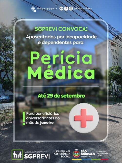 São Gonçalo convoca aposentados e dependentes para realização de perícia médica