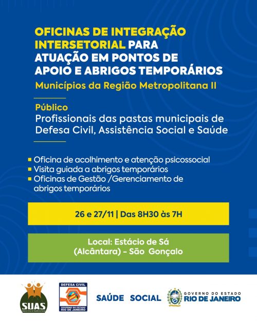São Gonçalo sediará oficinas regionais de integração voltadas a ações em casos de emergências e calamidades públicas