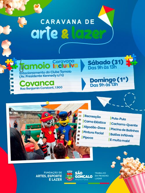 São Gonçalo terá fim de semana de diversão com Caravana de Arte e Lazer