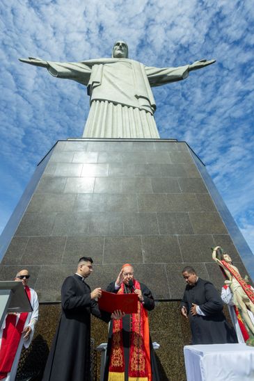 Santuário Cristo Redentor/Divulgação Rio de janeiro (RJ), 16/01/2026 - Imagem peregrina do padroeiro do Rio visita o Cristo Redentor. Foto: Santuário Cristo Redentor/Divulgação