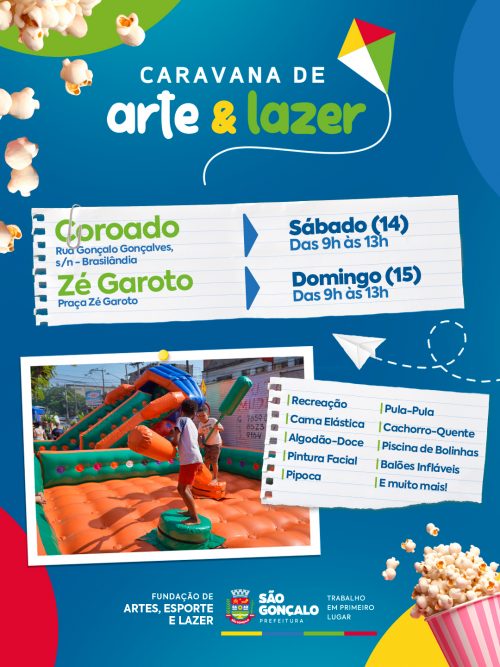 Caravana de Arte e Lazer vai animar praças do Coroado e Zé Garoto neste fim de semana