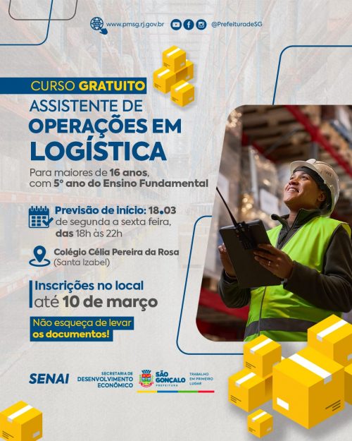 Prefeitura e Firjan/Senai oferecem mais um curso profissionalizante gratuito