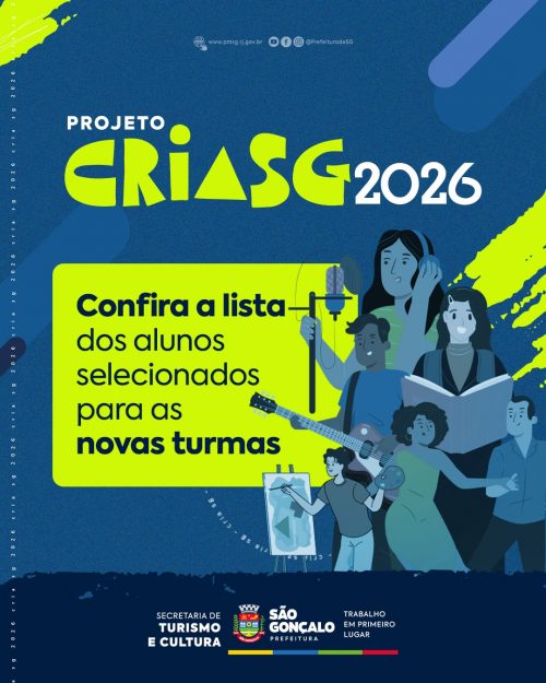 São Gonçalo divulga lista de selecionados para os cursos do projeto CRIA SG 