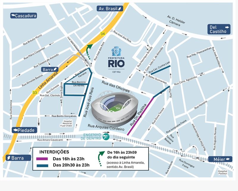 CET-Rio altera trânsito para jogo entre Botafogo e Caracas no Estádio Nilton Santos - Prefeitura da Cidade do Rio de Janeiro