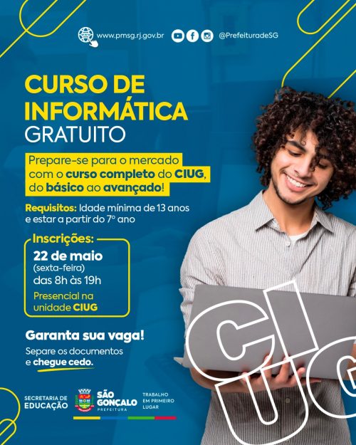 CIUG inscreve para curso gratuito de informática