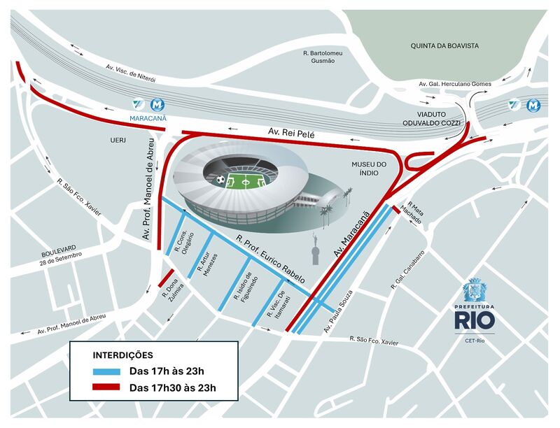 Região do Maracanã terá esquema especial de trânsito para jogo Fluminense x Bolivar, terça-feira (19/05) - Prefeitura da Cidade do Rio de Janeiro