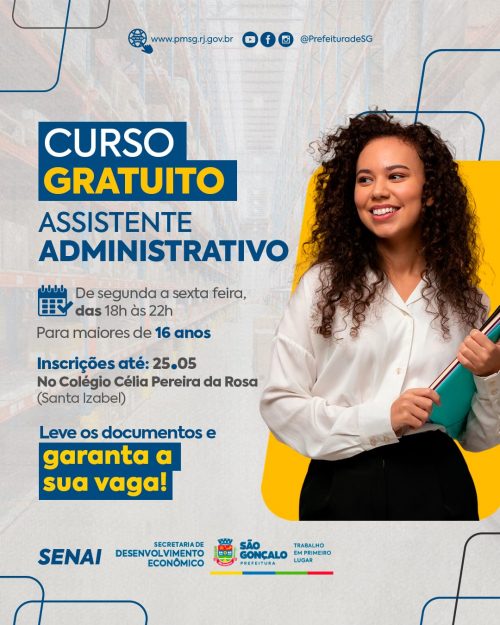 São Gonçalo abre vagas para novo curso gratuito de assistente administrativo
