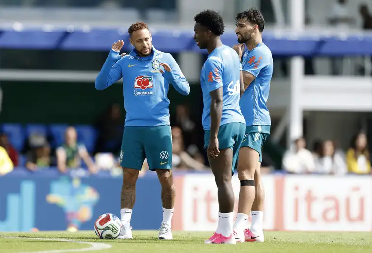 Neymar, Vini Jr, Paquetá, treino, Granja Comary 2026
