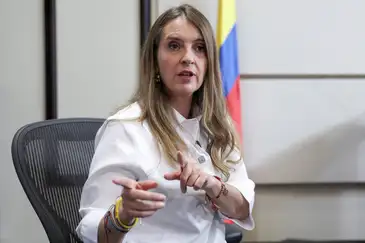 Democratic Center party presidential candidate Paloma Valencia speaks during an interview with Reuters, in Bogota, Colombia May 19, 2026. REUTERS/Luisa Gonzalez