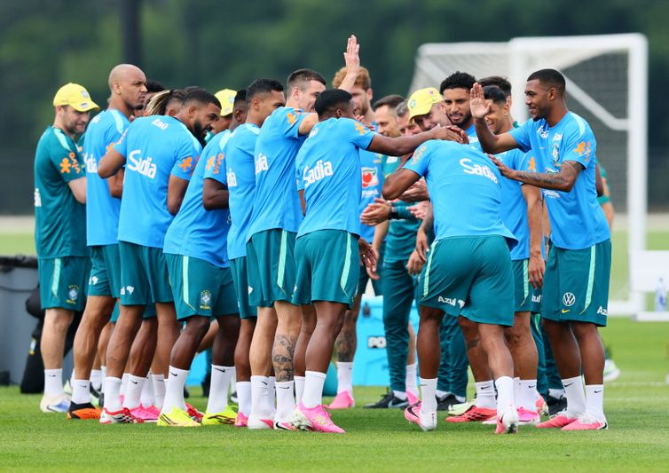 Soccer Football - FIFA World Cup 2026 - Brazil Training - Columbia Park Training Facility, Morristown, New Jersey, U.S. - June 26, 2026 General view of Brazil team members during training  Reuters/Caean Couto/Proibida reprodução