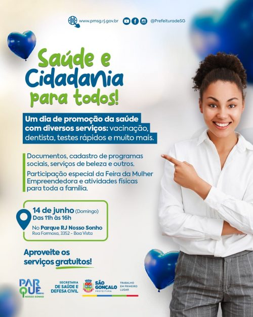 Parque RJ Nosso Sonho vai receber evento ‘Saúde e Cidadania Para Todos’ neste domingo 