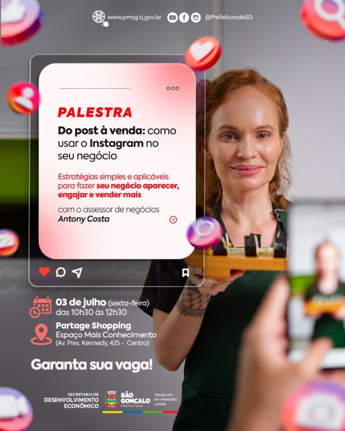 Prefeitura e Sebrae inscrevem para palestra gratuita com foco em engajar negócios e vendas no Instagram