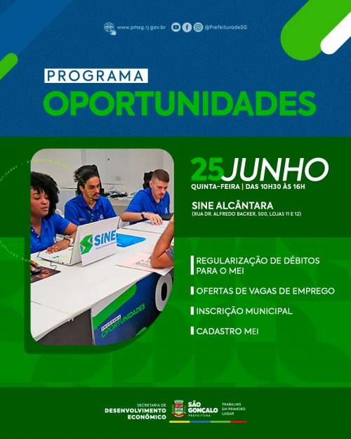 São Gonçalo vai realizar mais uma edição do Oportunidades nesta quinta-feira