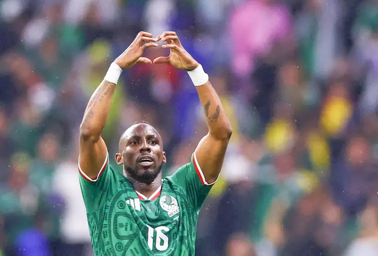 Soccer Football - FIFA World Cup 2026 - Round of 32 - Mexico v Ecuador - Estadio Azteca, Mexico City, Mexico - June 30, 2026
Mexico's Julian Quinones celebrates scoring their first goal REUTERS/Raquel Cunha     TPX IMAGES OF THE DAY