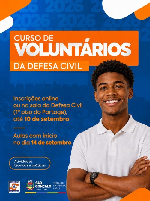 Defesa Civil está com inscrições abertas para nova turma do Curso de Voluntários