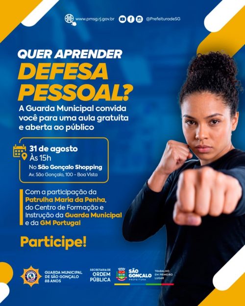 Guarda Municipal promoverá aula de defesa pessoal para mulheres em ação do Agosto Lilás