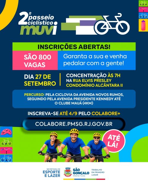 São Gonçalo abre inscrições para 2º Passeio Ciclístico do MUVI