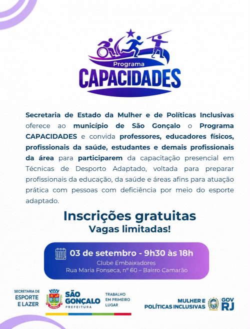 São Gonçalo inscreve para capacitação gratuita voltada à inclusão no esporte