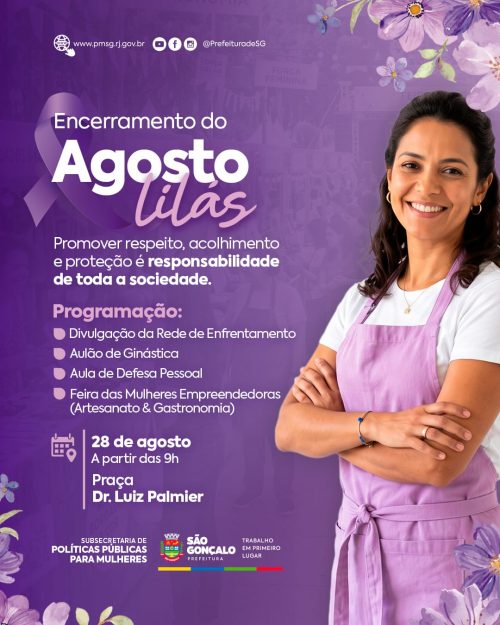São Gonçalo prepara evento de encerramento do Agosto Lilás no Centro