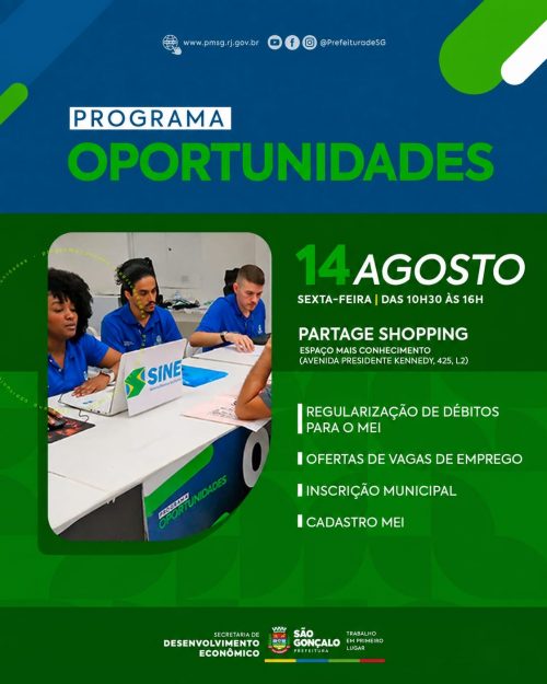 São Gonçalo realizará nova edição do Oportunidades nesta sexta-feira (14)